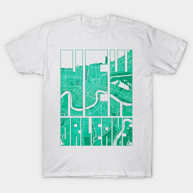 New Orleans, Louisiana, USA City Map Typography - Watercolor T-Shirt by deMAP Studio